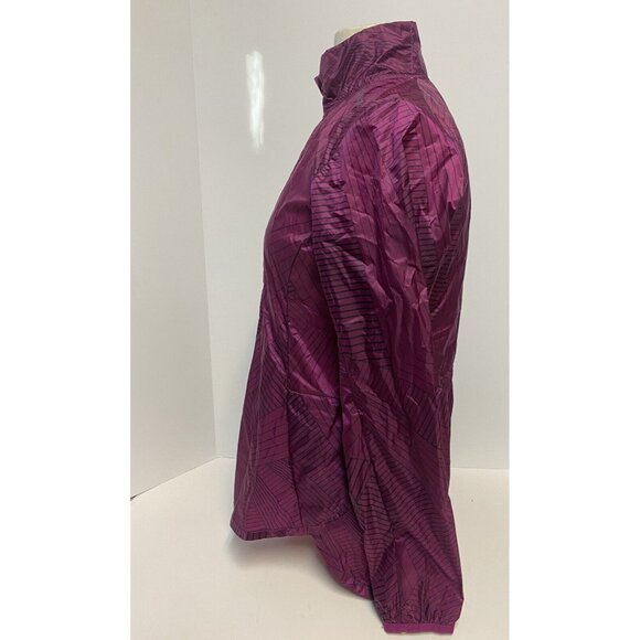 W's Med BROOKS Run Happy Burgundy Track Zip Lightweight/Wind Resist Jacket - Picture 3 of 11